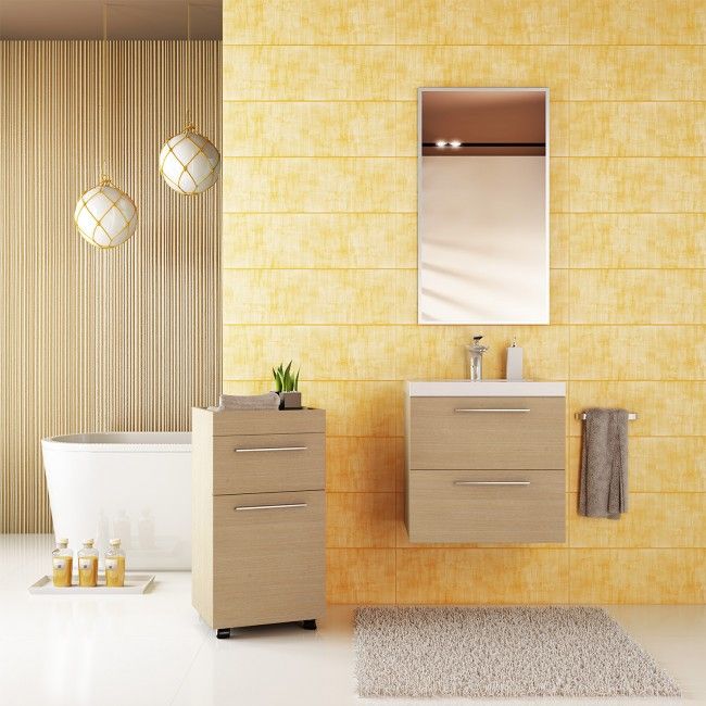 Meubles de salle de bain Alma 2 Meubles de 53 cm en bois de 4 couleurs essence